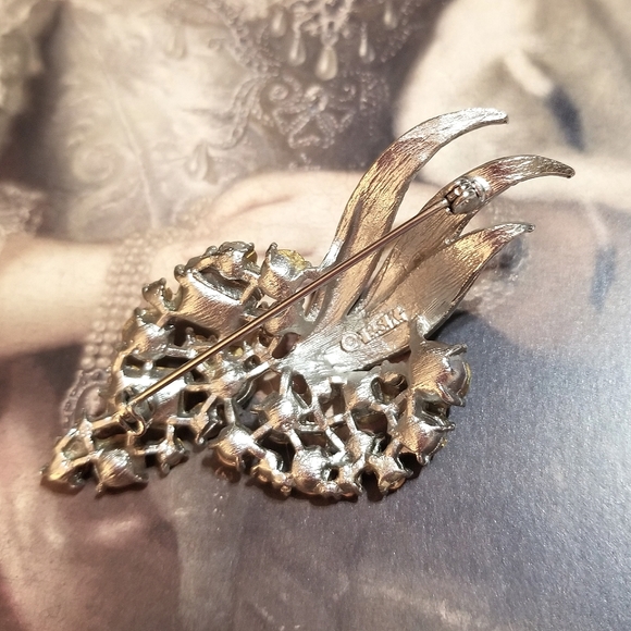 1950s Designer signed BSK Glamorous Diamante Rhinestone Brooch - Picture 4 of 5